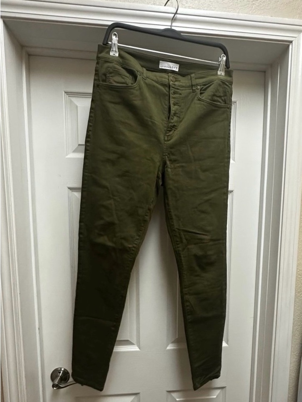 LOFT Olive Utility Button-Front Pants